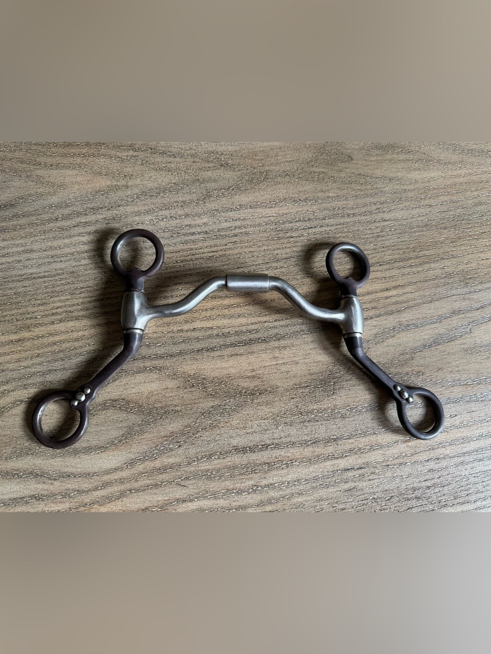 Horse Tough 1 Low Port Bit with Antique Brown Cheeks, Stainless Steel, 5”